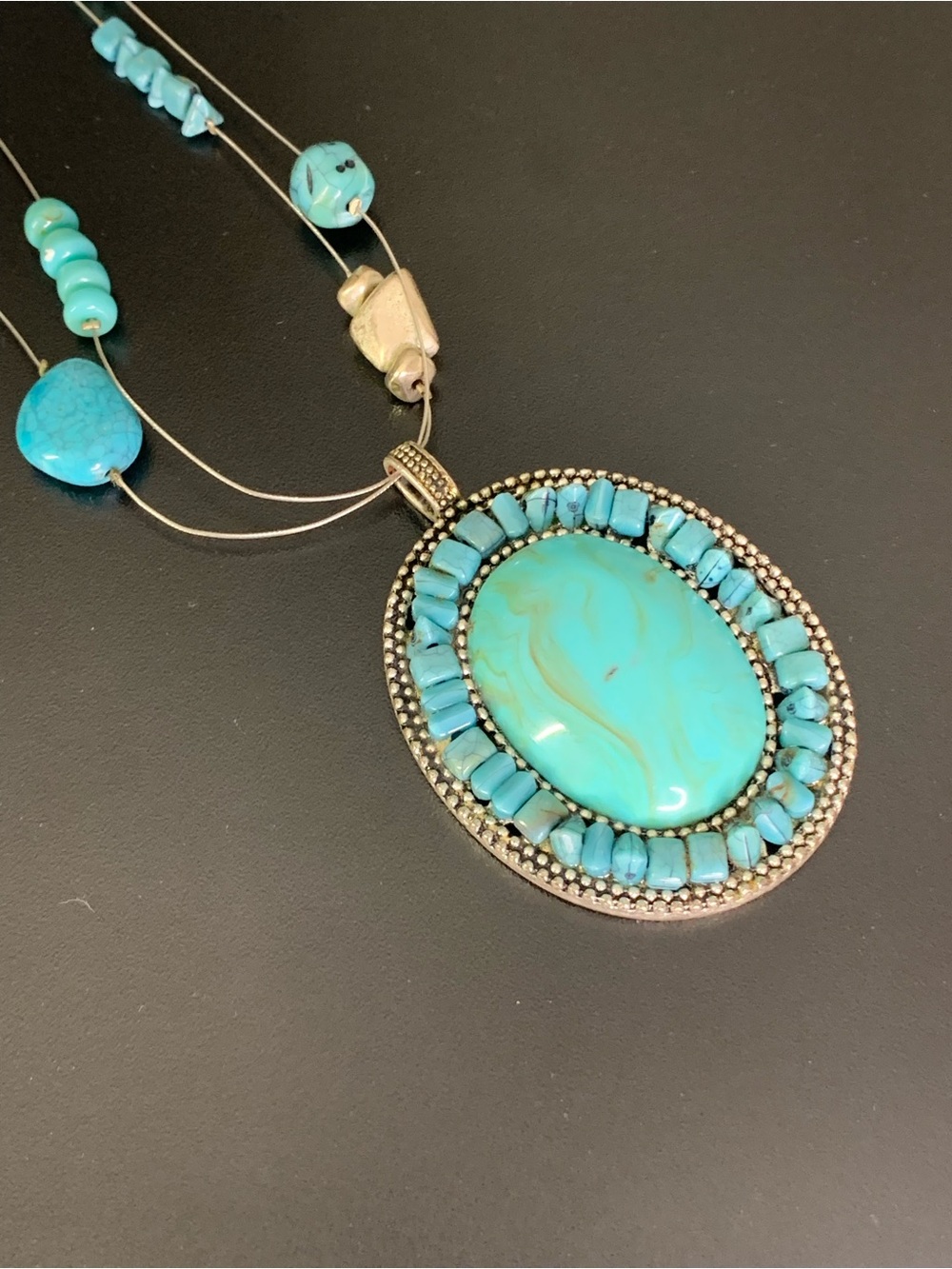 Chico's multi-strand turquoise pendant necklace